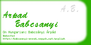 arpad babcsanyi business card