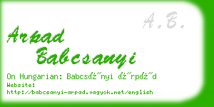 arpad babcsanyi business card